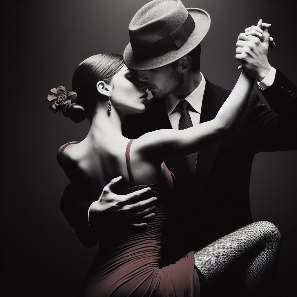tango dancers in a close embrace